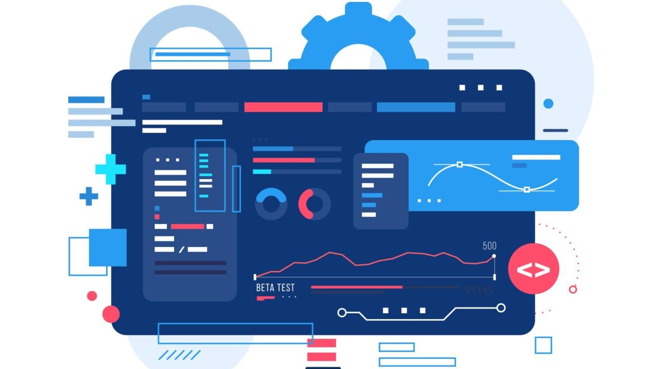 Ilustración de programación de página web en blog que explica Headless Commerce, PWA y SSR. Imagen de funcionamiento interno de ordenador de escritorio.