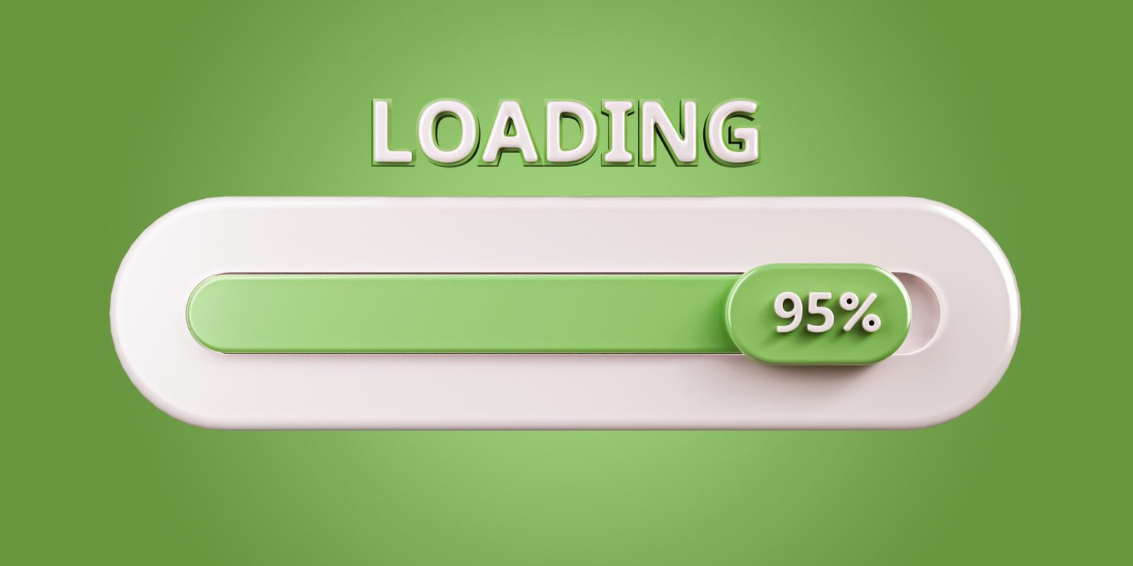 Página de carga loading al 95% porque página web va lenta. Ilustración en artículo de blog de Pango Studio sobre qué hacer si tu eCommerce funciona lento.