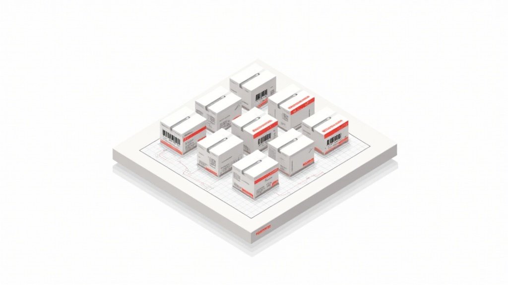 Ilustración isométrica de códigos de barras con algunos marcados en rojo