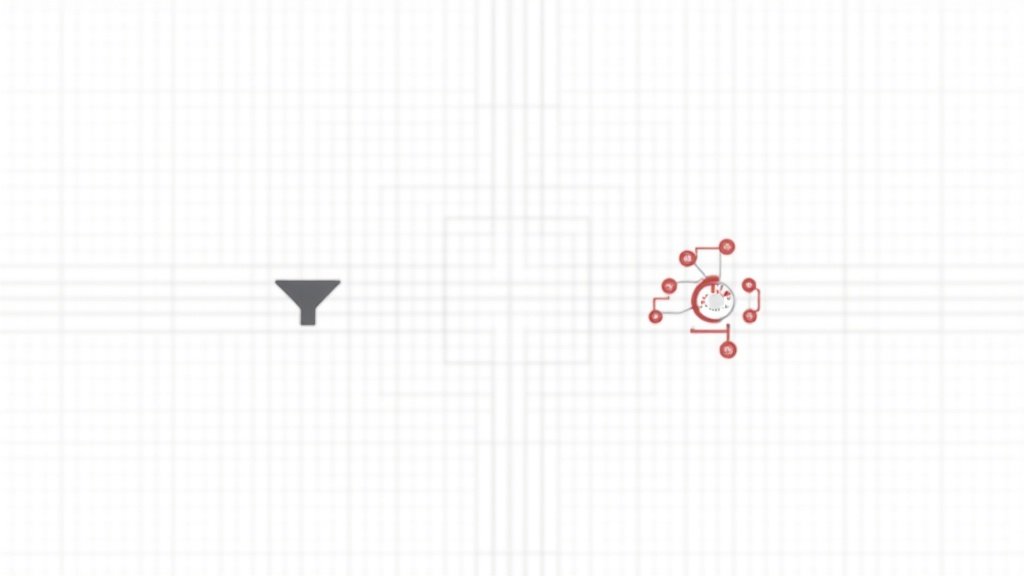 Ilustración isométrica comparando un embudo único con un conjunto de embudos segmentados