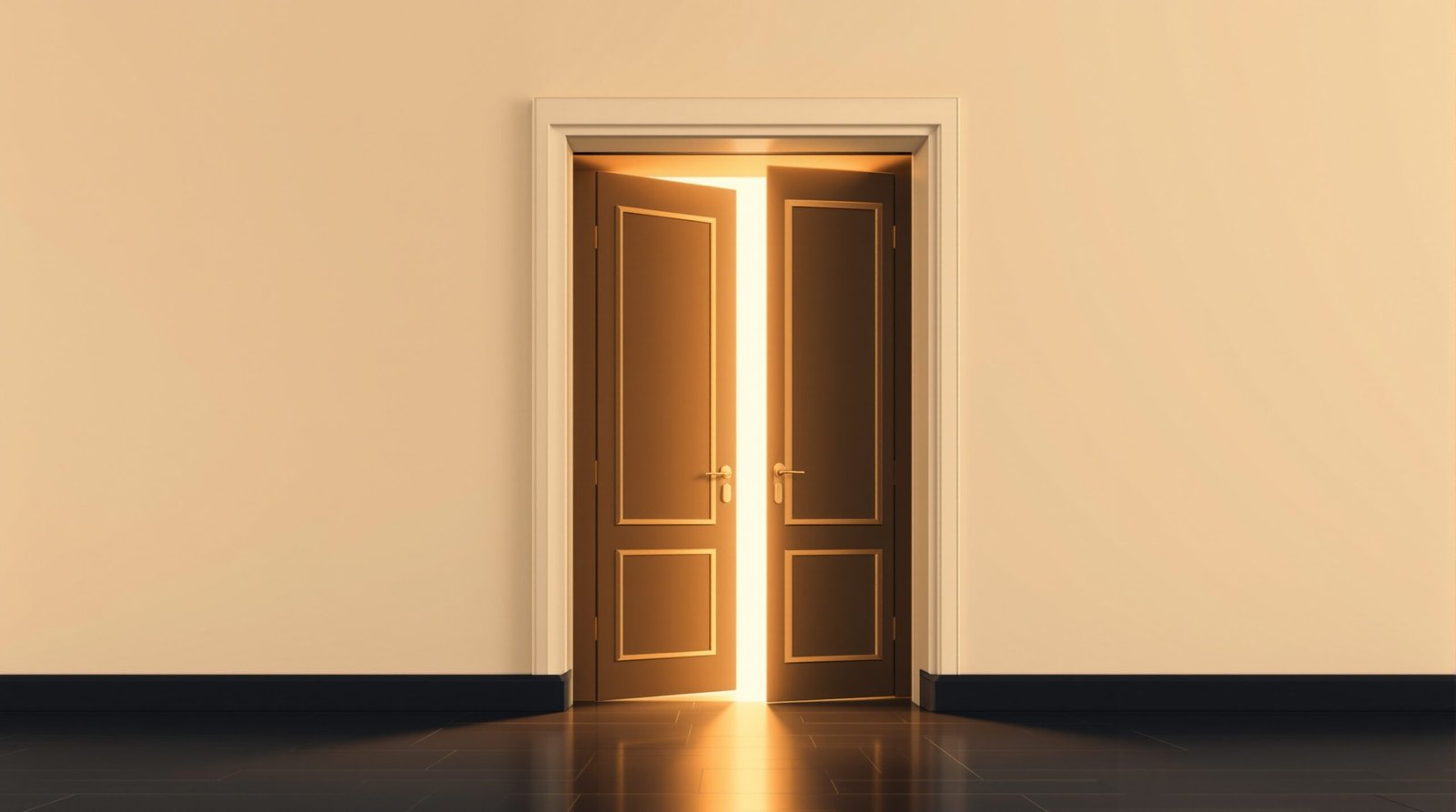 Ilustración editorial de una puerta abriéndose con luz dorada, símbolo de Shopify liberando su B2B nativo