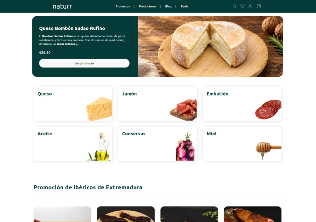 Captura de la tienda de Naturr