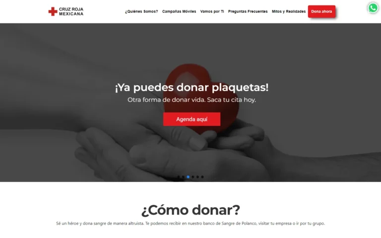 La web de Cruz Roja México en escritorio