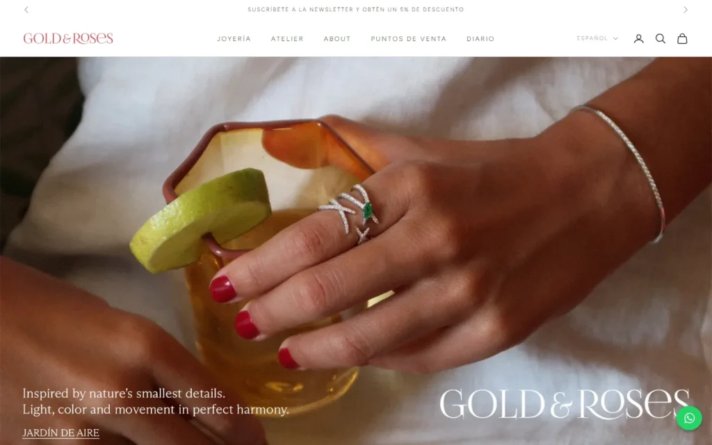Captura de la tienda de Gold & Roses