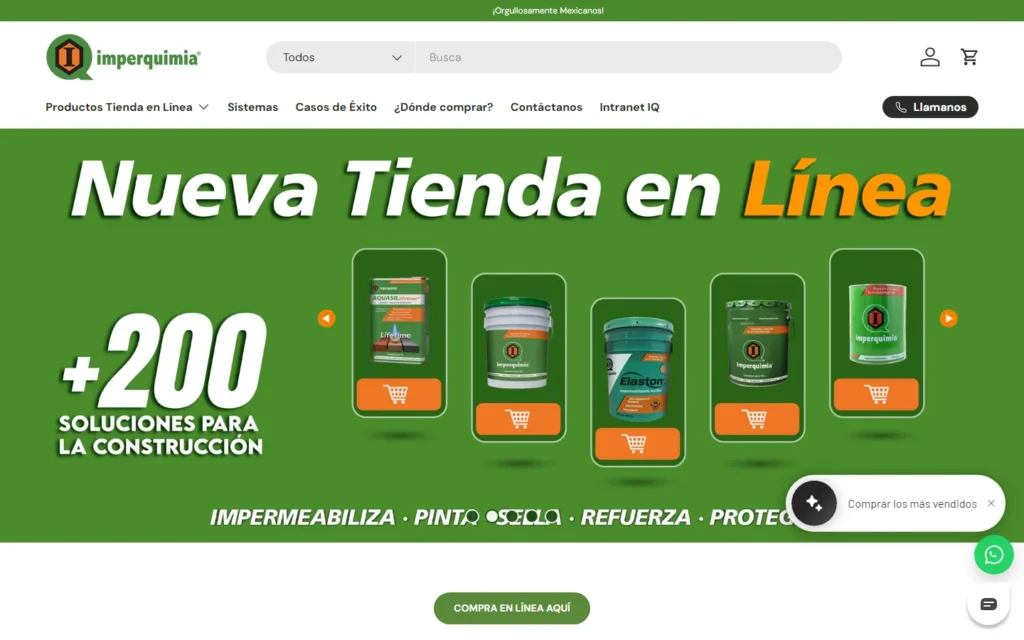 Captura de la tienda de Imperquimia