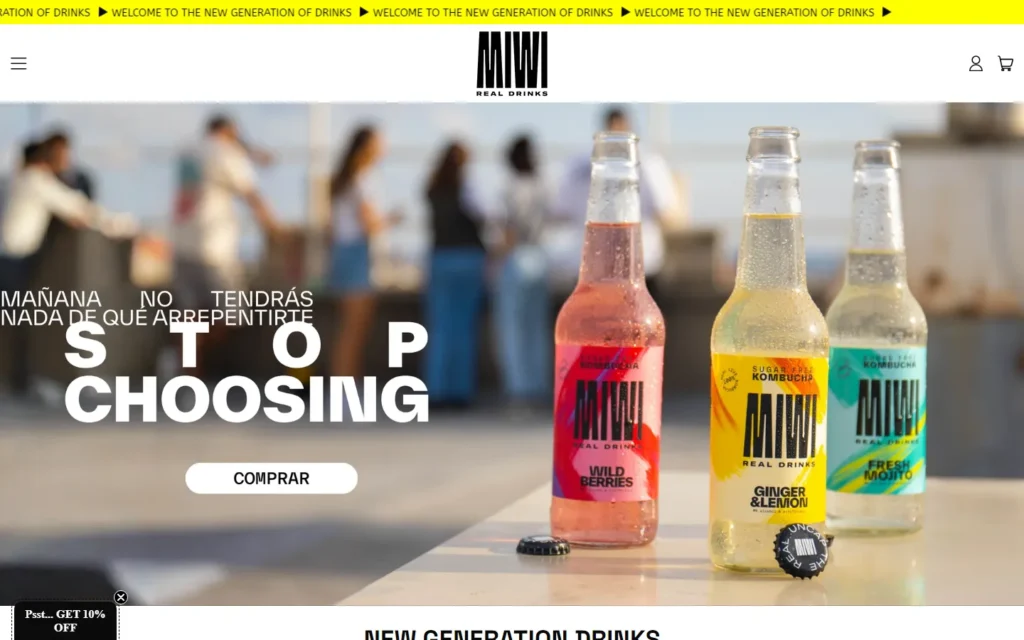 Captura de la tienda de Miwi Real Drinks