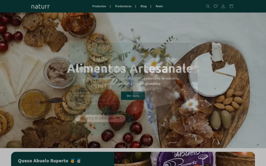 Captura de la tienda de Naturr