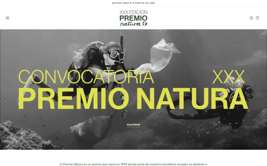 La web de Premio Natura en escritorio