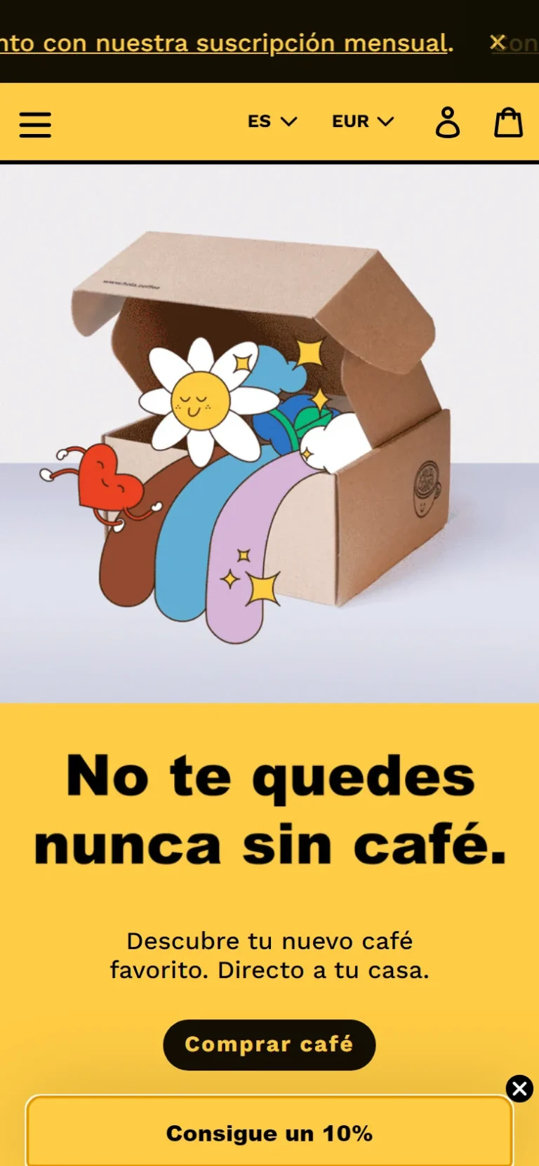 Captura de la tienda de Hola Coffee