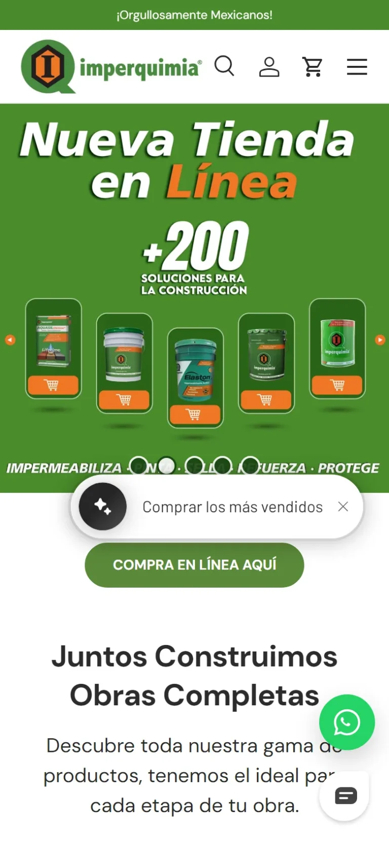 Captura de la tienda de Imperquimia
